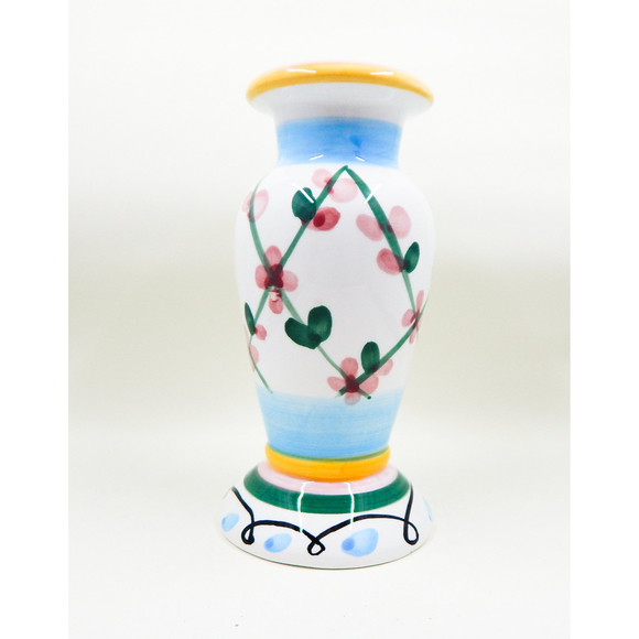 Bella Casa by Ganz Ceramic Candle Holder Pastel Floral Detail Single - Picture 1 of 8